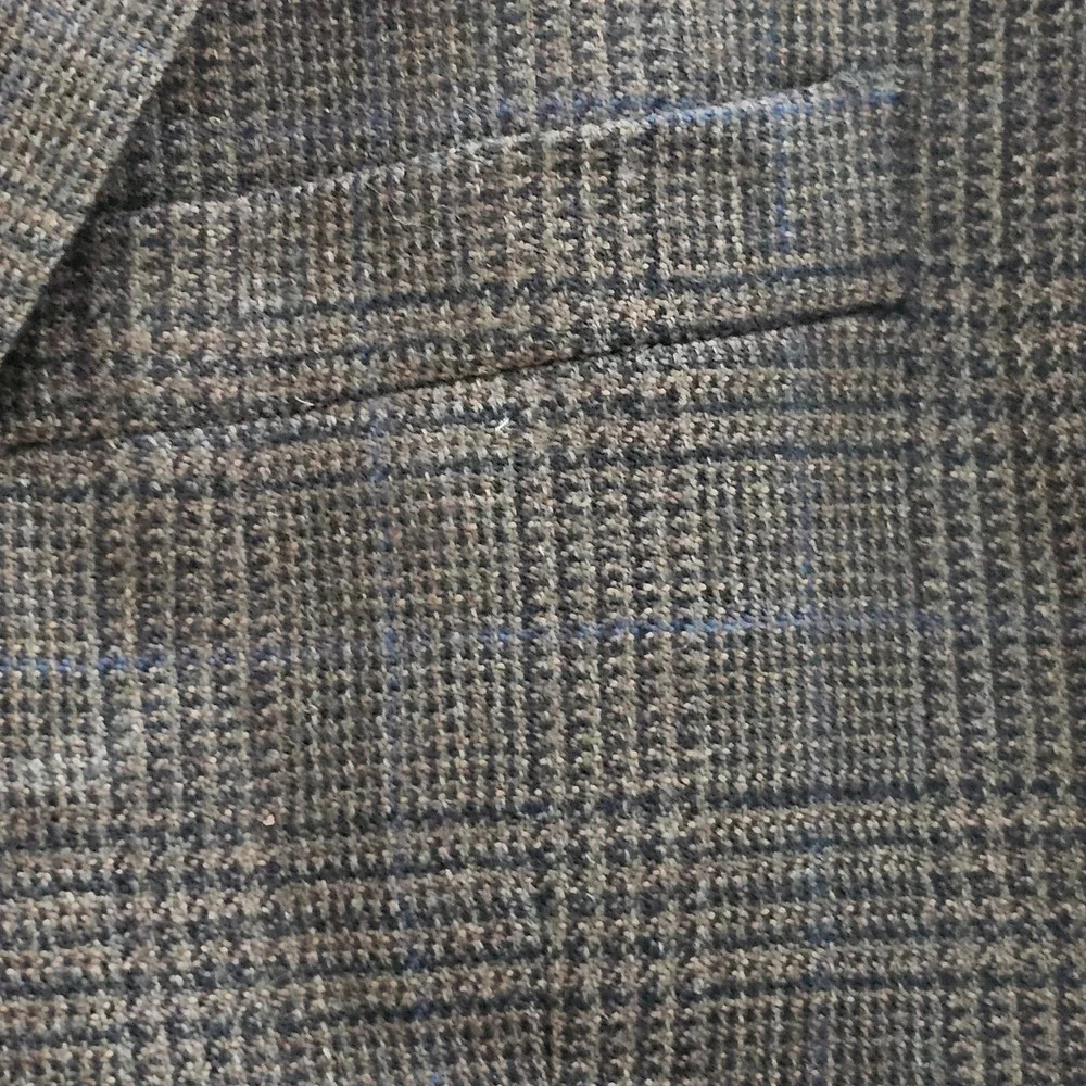 Joseph & Feiss Mens 46 Long Blazer 100% Lambswool Brown Glen Plaid Sport Coat